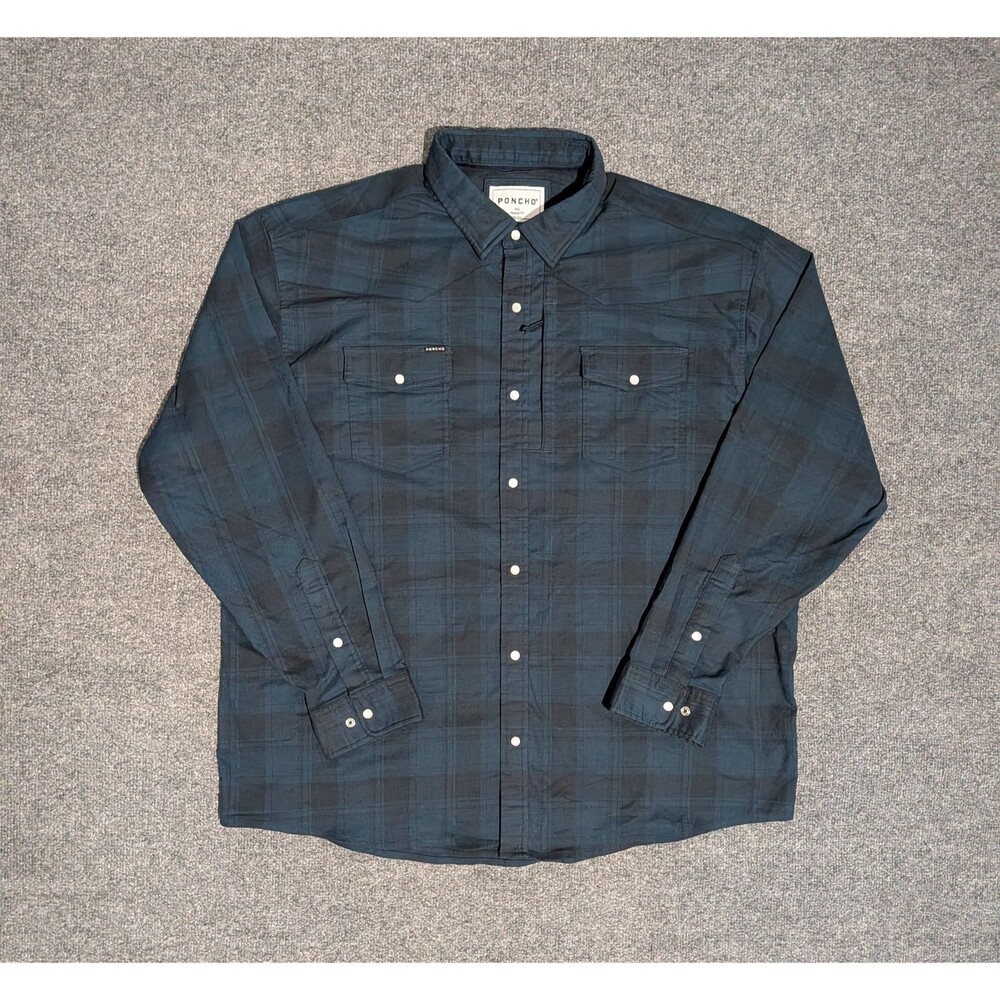 Poncho Flannel Shirt Mens XXL Regular Fit Long Sleeve